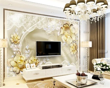 Beibehang 3D Duvar Kağıdı Altın Elmas Yüksek Kaliteli Lüks Gül Takı Oturma Odası Yatak Odası TV Arka Plan duvar kağıdı duvarlar için 3 d