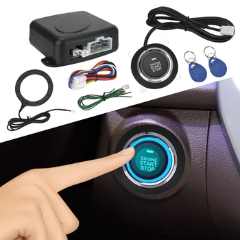Bir Başlangıç Durdurma Düğmesi Araba Alarmı Anahtarsız Giriş Marş Hırsızlığa Karşı Sistemi Araba-styling Giriş Ateşleme başlatma anahtarı
