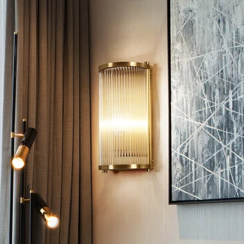 Bıewalk Modern Şeffaf Kristal Bakır Duvar Lambası Oturma Odası Yatak Koridor Merdiven Dekoratif Aydınlatma Cihazı