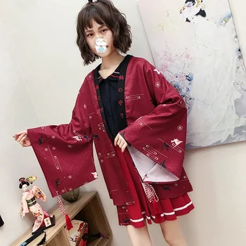 Cosplay Japon Kimono Kadın Yukata Kadın Plaj Hırka Haori Samurai Streetwear Harajuku Geleneksel Gömlek Elbise V2160