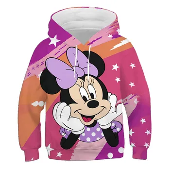 Disney Mickey ve Minnie Yeni Kış Çocuk Baskı Rahat Karikatür Tişörtü Erkek Kız Hoodie Tişörtü Tops
