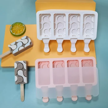 DIY Popsicle Kalıpları dört ızgaraları dondurma kalıp Ev Yapımı Ev Yapımı Buz Pops Ev Yapımı meyve Buz Pops gıda sınıfı silikon HECHEN
