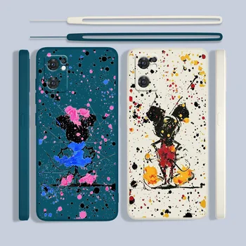 Doodle Mickey Minnie Disney telefon kılıfı İçin OPPO A72 A57 A54S A53S A52 A31 A16S A9 A5 A1K A12 AX7 F21 F9 A5 Sıvı Halat Kapak