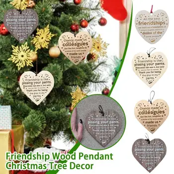 Dostluk Ahşap Kolye Noel ağaç dekor Arkadaşım İçin, Kolye Hediye Kalp Tarzı Kolye X3a4