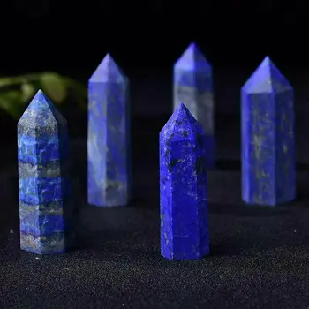 Doğal Lapis Lazuli Mineral Kulesi Kristal Şifa Reiki Altıgen Sütun Kuvars Noktası Taş Ev Dekorasyon