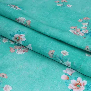 Doğal rami kumaş Parlak bahar çiçek baskı tissus High end yaz ince robe elbise uzun etek patchwork
