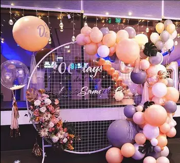 Düğün Sahne Demir Yuvarlak tel örgü elek Düğün Arka Plan Dekorasyon Doğum Günü Balon Parti Kemer Dekorasyon