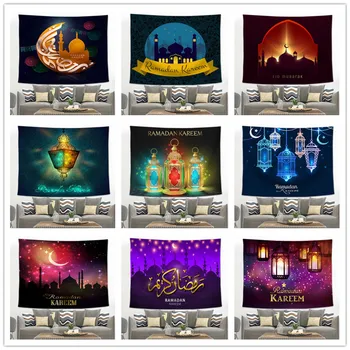 Eid Mubarak Dekor Müslüman Duvar Asılı Goblen Seyahat Kamp Desen Boho Goblen Yoga Pedi Uyku Halıları