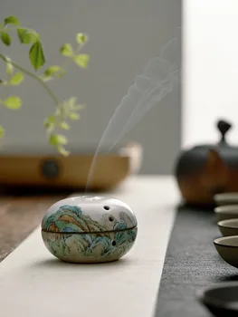El-Boyalı bir Panorama Nehirler ve Dağlar Seramik Tütsü Brülör Ağaç Kavunu Çay Töreni çay masası Çin Çalışma Zen Süs
