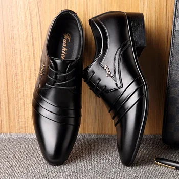 Erkek deri ayakkabı İş Elbise Sivri Burun Seti ayak Rahat Oxford Nefes İş Dantel-Up Moda 2022 Yeni