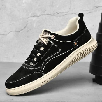 Erkek Rahat Doğal Deri süet ayakkabı Erkekler Sneakers Moda Kış Ayakkabı Lüks Marka Dantel-up Katı Sıcak Peluş Açık Ayakkabı