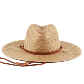 Erkek Ve kadın Nötr yazlık hasır güneş şapkası Geniş kenarlı güneş şapkası Açık Seyahat plaj şapkası