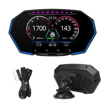 F11 Araba HUD GPS Head Up Display Saat Kilometre Takometre Test Cihazı Alarm OBD2 Teşhis Testi kart bilgisayar Aksesuarları 4