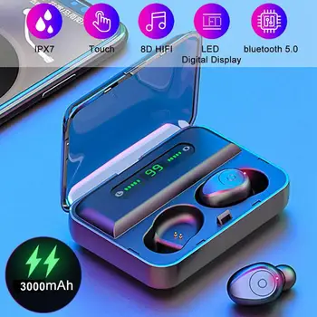 F9-3 kablosuz kulaklık Bluetooth 5.0 Kulaklık TWS LED HIFI Mini Kulak Spor Koşu Kulaklık Desteği ıOS / Android Telefonlar Çağrı