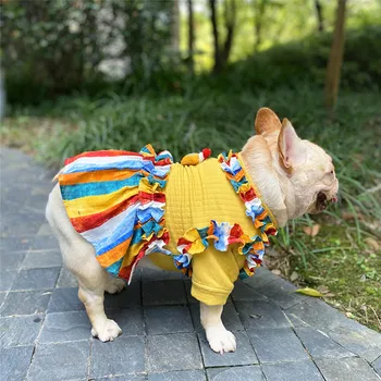 Fransız Bulldog Elbise Kış Pug Köpek Giysileri Schnauzer Chihuahua Kaniş Köpek Kostümleri Elbiseler Pet Giyim Konfeksiyon Dropshipping
