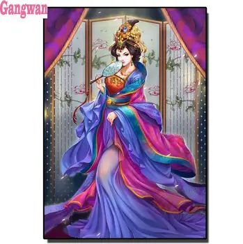 Gangwan 5D Elmas Boyama güzel Kadın Elmas Mozaik Portre Çapraz Dikiş Tam Kare matkap seti Resim Ev Dekorasyon