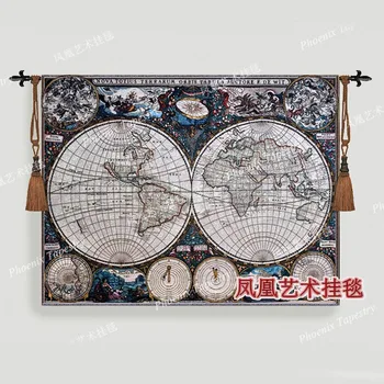 Güzel goblen duvar asılı 109 * 140 cm ortaçağ dünya haritası dekoratif resimler ev tekstili aubusson jacauard kumaş H264