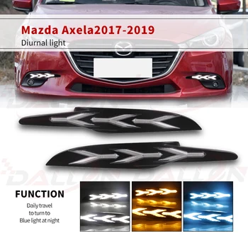 Hareketli Sinyal Mazda 3 Axela 2017 İçin 2018 2019 LED DRL gündüz çalışan far Günışığı Sarı Koşu Sinyal Lambası