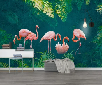 Herhangi bir boyut özelleştirmek 3D duvar kağıdı duvar İskandinav bitki flamingo arka plan duvar kağıdı yatak odası fotoğraf duvar l sticker duvar resmi papel