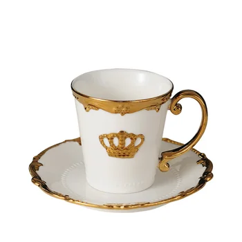 HF Avrupa Kemik Çini Kahve Fincan ve çay tabağı Seti Kraliyet Lüks El Yapımı Porselen Seramik Taç Çay Fincanı