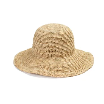 Ilkbahar yaz yeni el yapımı rafya şapka kadınlar için tığ katlanabilir kubbe hasır şapka açık seyahat plaj güneş koruyucu güneş şapkası