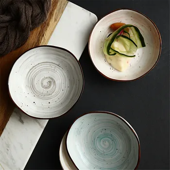 Japon Sosu Küçük Çanak Seramik Yuvarlak İplik Plaka Baharat soya kasesi Sirke Yemekleri Ketçap Plakaları Dekorasyon Hediye Pil