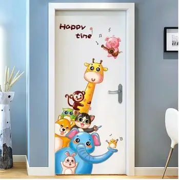 Kapı çıkartmalar karikatür anime sevimli hayvan çocuk oturma odası yaratıcı dekorasyon kendinden yapışkanlı duvar çıkartmaları çıkartmaları