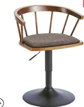 Katı ahşap bar sandalyesi yüksek tabure döner bar sandalyesi şık basit Windsor sandalye ev kaldırma sandalye.