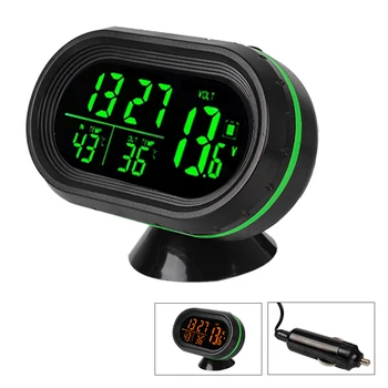Kendinden Yapışkanlı Yeşil turuncu arka ışık iç aksesuarları 3 İN 1 Termometre Saat Voltmetre Araba LCD dijital ekran saat