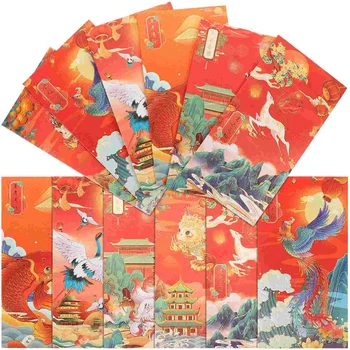 Kırmızı Yıl Çin Para Zarflar Yeni Paketler Paket Zarf Pocketpaper Tarzı Giftbao Hong Festivali Kılıfı Geleneksel Bahar