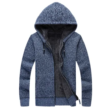 Kış Erkek Sweatercoat Kapşonlu Hırka Erkek Kalın Kadife Ceket Rahat Örme Kazak Erkek Hırka Kış Kazak Erkek Giysileri