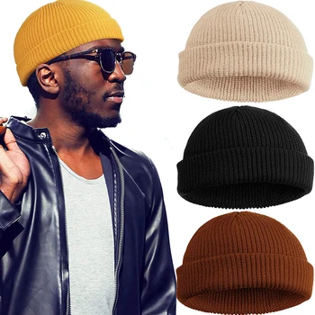 Kış Sıcak Kasketleri Rahat Kısa Iplik Hip Hop Şapka Yetişkin Erkekler Bere Kadın Yün Örme Bere Kafatası Kap Elastik Şapka Unisex