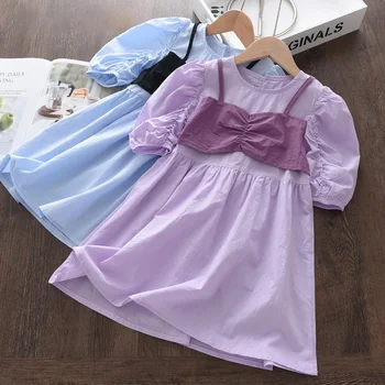 Melario Kız Prenses Elbise 2022 Moda Yaz Bebek Kız Kore Tarzı Katı Vestidos Çocuklar Sevimli parti giysileri İçin 2-6Y