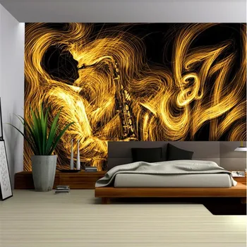 Milofi özelleştirilmiş büyük 3D duvar kağıdı duvar soyut altın caz müzik arka plan