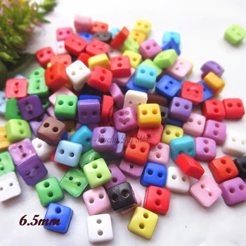 Mini Düğmeler 250 adet 6.5 mm Kare Küçük Bebek Düğmeleri 5mm * 5mm 1 / Karışık Renkler Reçine Küçük Düğmeler Ürünleri Dikiş ve El Sanatları için