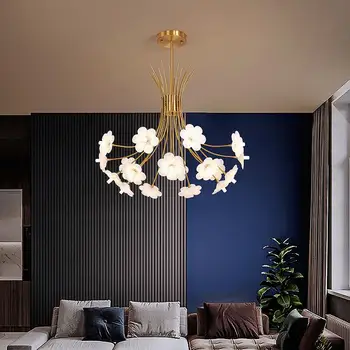 Modern Bakır Avize LED Çiçek Asılı Lamba Oturma Yemek Odası Yatak Odası Kolye ışık iç mekan aydınlatması Ev Dekor Armatürü