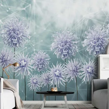 Modern Geometrik çiçekli duvar kağıdı Duvar Duvar Kağıtları Rulo Oturma Odası 3D Baskılı Fotoğraf Duvar Kağıtları Sanat Duvar Çıkartmaları Çiçek Duvar Resimleri