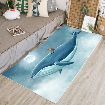 Modern karikatür balina Halı çocuk Yatak odası başucu kaymaz dikdörtgen Mat