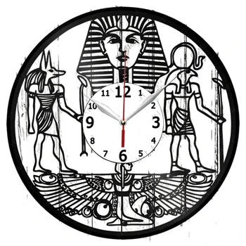 Mısır Din Vinil Kayıt duvar saati ev sanat dekoru Benzersiz Tasarım El Yapımı Orijinal Hediye Vinil Saat Siyah Özel Saat
