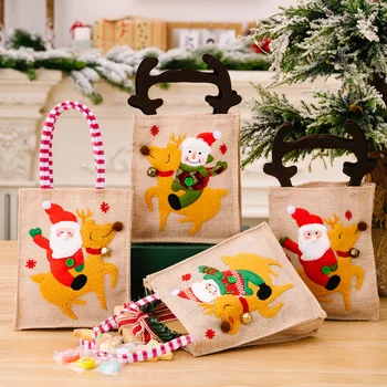 Noel Baba Geyik Kardan Adam Olmayan Dokuma Çanta Mutlu noel hediyesi Çanta Noel Süslemeleri Ev İçin Yeni Yıl 2023 Navidad Şeker Çantası