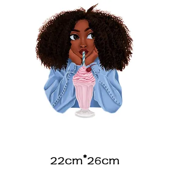 Oeteldonk Güzel Siyah Kızlar ısı Transferleri Demir on Patch T-shirt Çıkartmalar Uygulamaları Giysi Dekoratif Aplikler