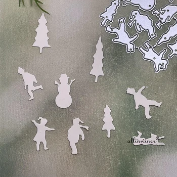 Orman kayak çocuk Metal Kesme Ölür DIY Scrapbooking Albümü Kağıt Kartları Dekoratif El Sanatları Kabartma Kalıp Kesim
