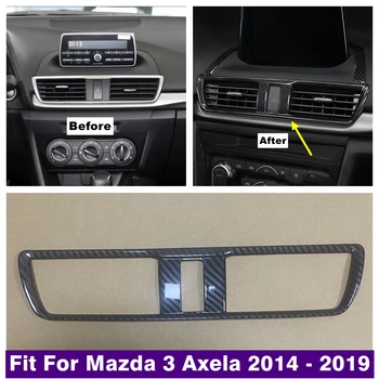 Orta Hava Çıkış Vent Kapak Trim Çerçeve Dekor Fit Mazda 3 Axela 2014 - 2019 için Karbon Fiber Uyarı Uyarı ışıkları Flaş Kapakları