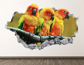 Papağanlar Aile Duvar Çıkartması-Kuş 3D Çökerttiğini duvar sanatı yapışkanı Oturma Odası Dekor Vinil Ev Posteri Özel Hediye KD931