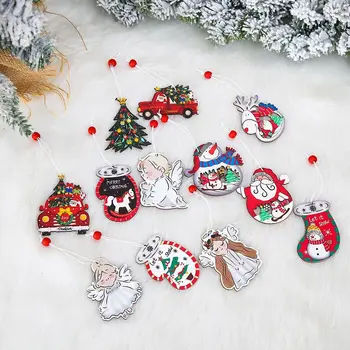 Parti Malzemeleri Festivali Yeni Yıl Noel Asılı Kolye Noel Ağacı Süsler Noel Baba Kardan Adam Melek Eldiven Arabalar