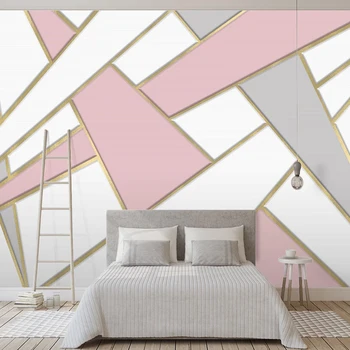 Pembe Soyut Geometrik Fotoğraf Duvar Duvar Kağıdı 3D Oturma Odası Kanepe Arka Plan Ev Dekor Papel De Parede Yatak Odası İçin