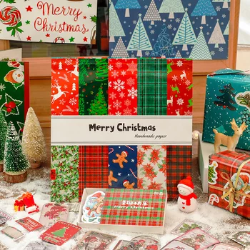 Retro Tarzı El Hesabı Noel Serisi Tema Malzeme Sticker Arka Plan Kağıt Önemsiz Dergisi El Hesabı Sticker Zanaat