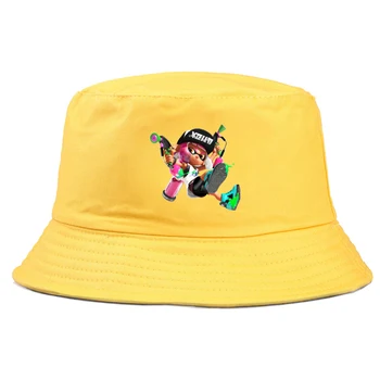 Splatoon 2 Baskı Kova Şapka Bahar Yaz Açık güneş şapkası Erkekler ve Kadınlar için Kenevir Yaprağı şapka
