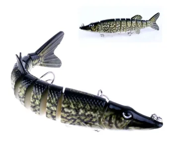 Sıcak Satış 1 adet eklemli balıkçılık yemleri 8 Segment Pike Muskie Balıkçılık Bait 12.7 cm 20g Çok Eklemli Cazibesi Swimbait Olta takımı
