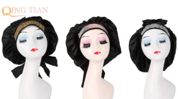 Toptan Lüks Saten Uzun Kafa Bandı Kaput İle Güzel Parlak Zirkon Takı Moda Kadınlar İçin Saç Süslemeleri İpek Kaput